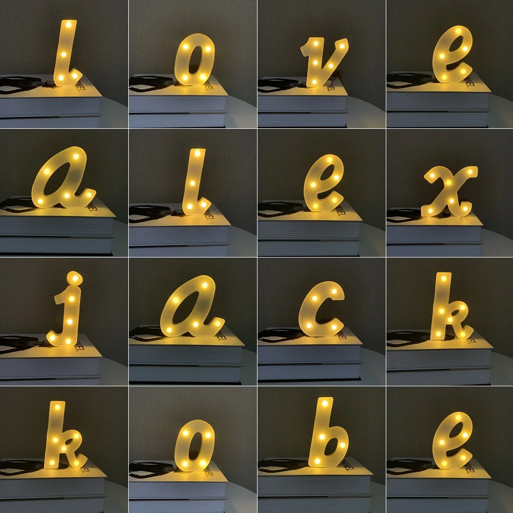 

15CM LED Letter Lights Name Combination Letter Heart Night Light for Birthday Valentine's Day Wedding Party Desk Home Decoration