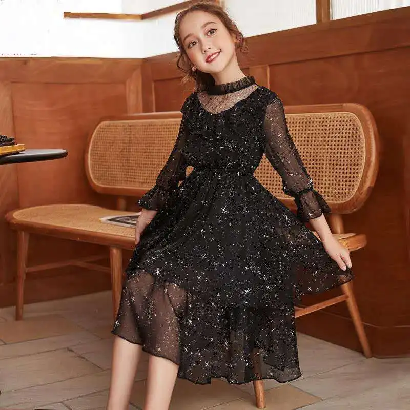 A-line Princess V-neck Kids Party Dresses for Girls Wedding Blue Navy Beige White Red Lace Up Girl Flower Black Dress | Детская одежда