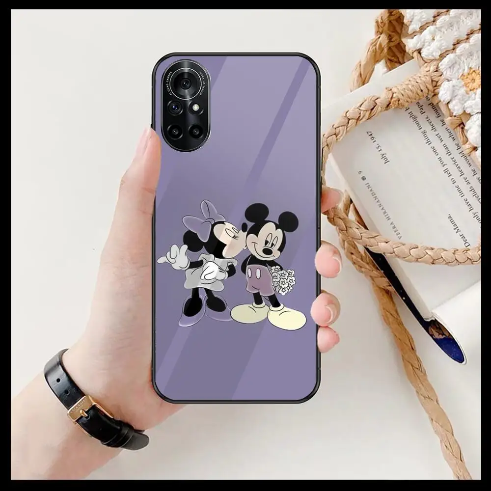 

Love Disney Mouse Minnie and Mickey Clear Phone Case For Huawei Honor 20 10 9 8A 7 5T X Pro Lite 5G Black Etui Coque Hoesjes C