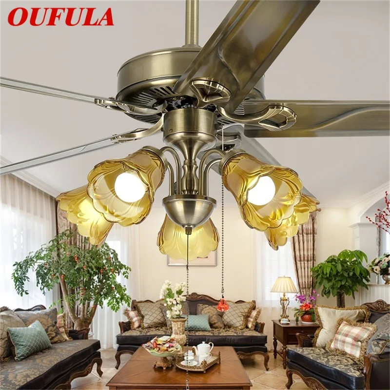 

OUFULA classical Ceiling Fan Light Big 52 Inch Modern Lamp With Remote Control LED For Home Living Room