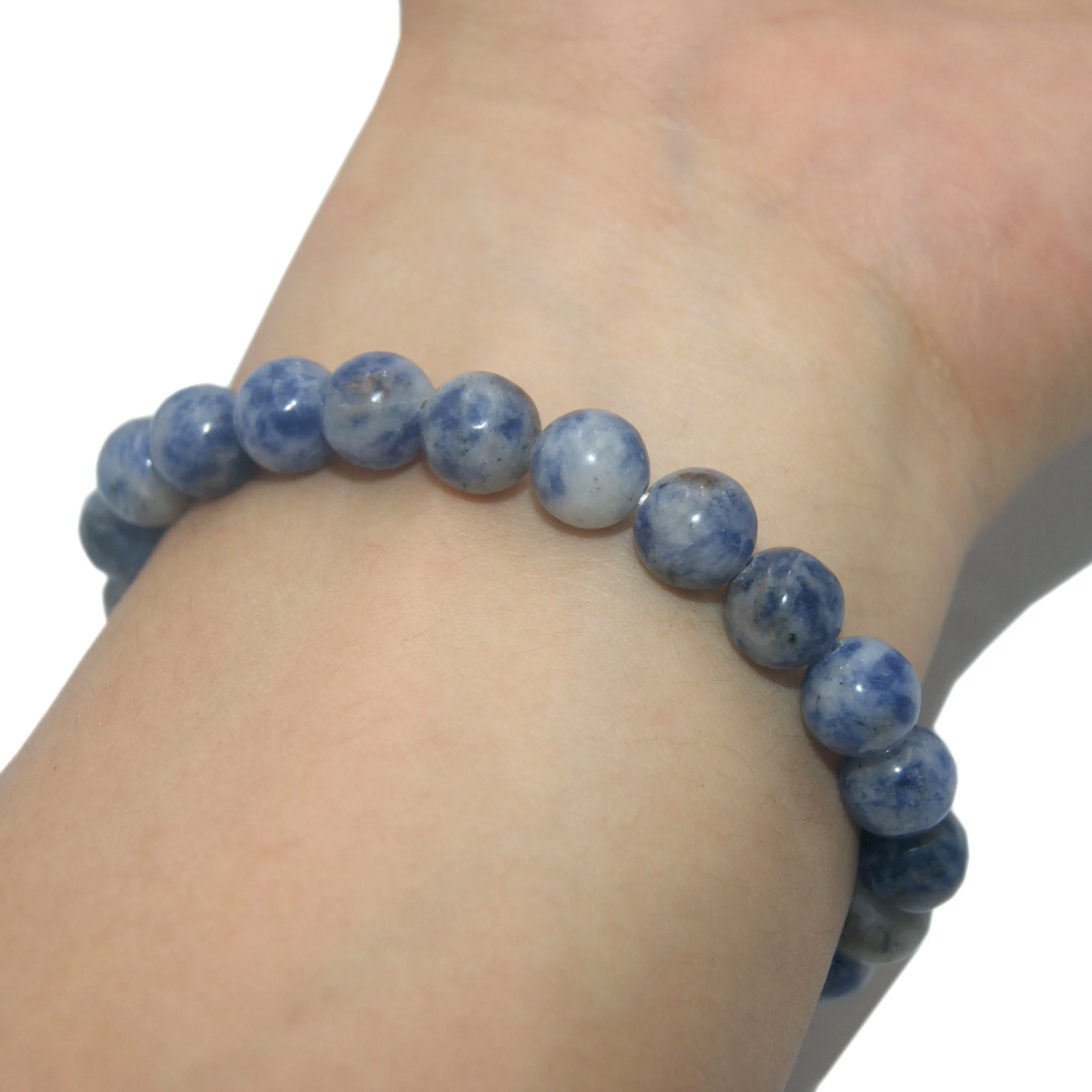 White Blue Sodalite 6 8 10 мм модный натуральный камень браслет для мужчин тигровый глаз Кристалл Агаты нашли жемчуг Йога стрейч браслет для пары - Окраска металла: White Blue Sodalite