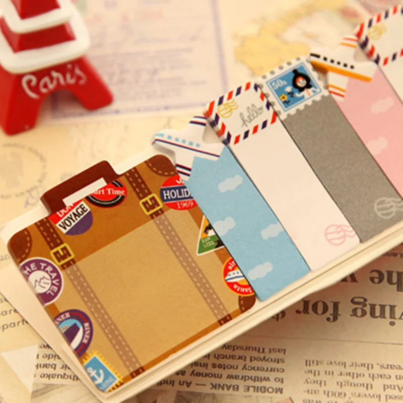 4pcs Vintage stick& memo sheets sticker Travel London bus Paris tower Post paper note it marker Stationery office School A6511