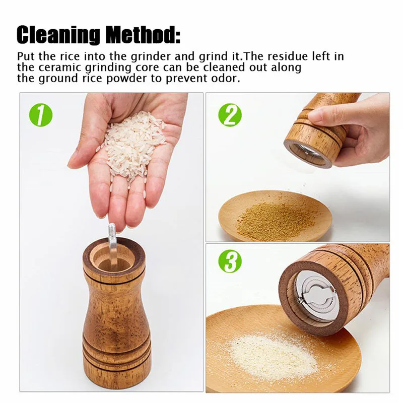 Wooden Pepper Spice Grinder Multi-purpose Bottle Adjustable Ceramic Grinding Core Kitchen Tools Gadgets Accessories Mills | Дом и сад