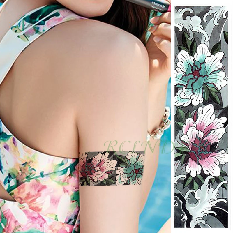 Временный водонепроницаемый наклейка для татуировки "Классический цветочный волнообразный браслет" фальшивая татуировка для создания индивидуального стиля на руке, ноге и теле для девушек, женщин и мужчин.