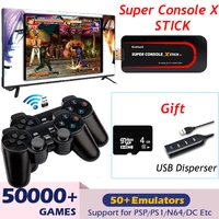 super console x stick mini video game console emulator built in 50000 games double controller player 4k 64 bit retro console
