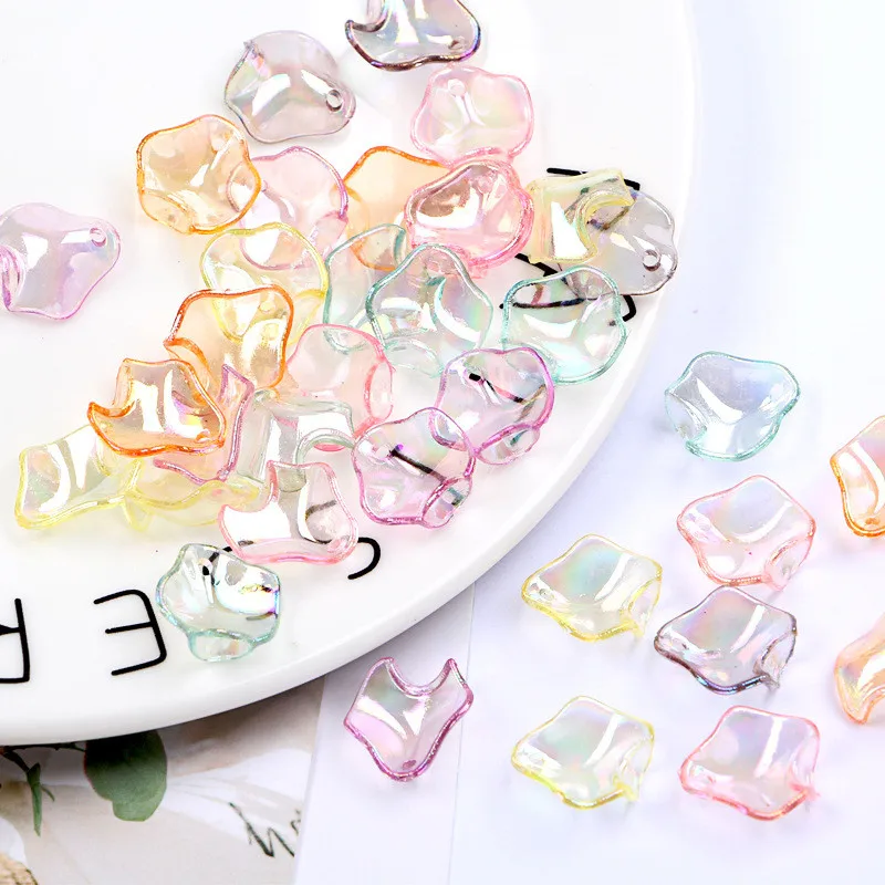 

50pcs Acrylic Translucent Flower Petals Beads DIY Handmade Earrings Making Fashion Jewelry Findings Handwork Hair Accessories