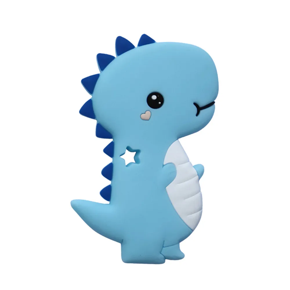 Mordedor seguro para beb&eacute; reci&eacute;n nacido, sin BPA, Animal encantador, dinosaurio, bricolaje, mordedor de silicona, juguetes de dentici&oacute;n para ni&ntilde;os-1