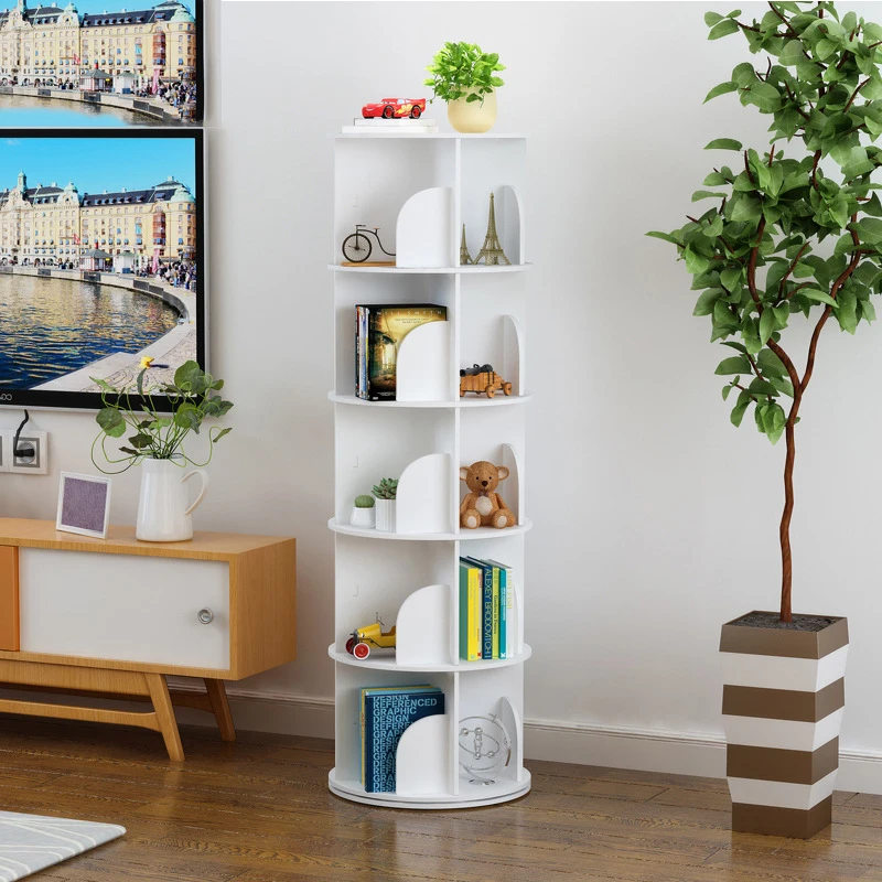 Creative Rotating Bookshelf Simple Modern Office Landing Economical Space-saving Bedroom Vertical Storage Bookcase |