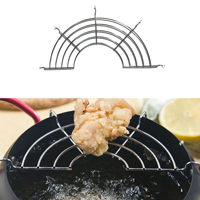

Kitchen Stainless Steel Semi-circular Oil Drain Rack Fried Food Oil Drip Filter A0NC