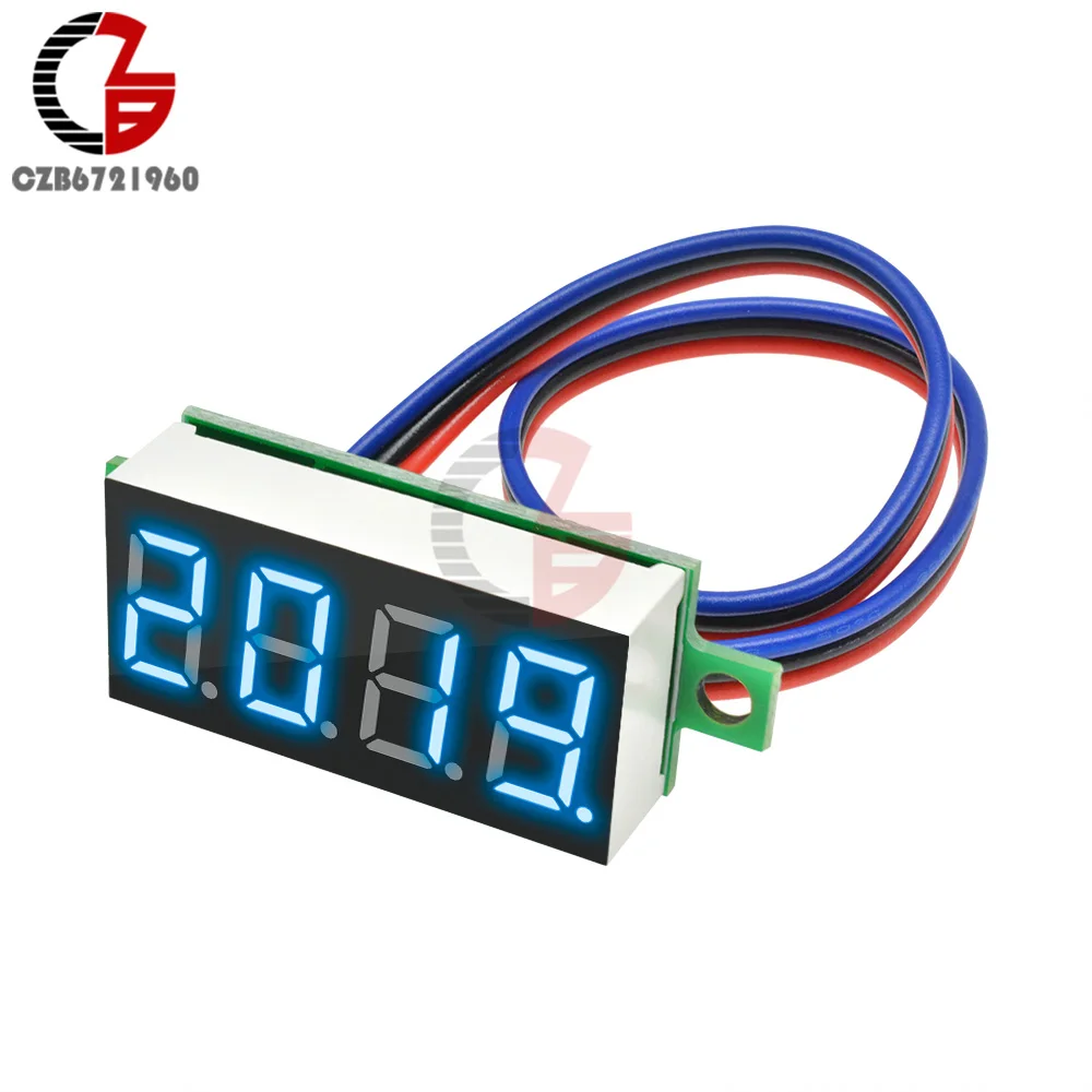 Blue DC 0-100V 0,3" цифровая панель вольтметра 4 цифры по ценам от производителя Высокая точность автомобильный вольтметр 12V 48V 60V Батарея Ёмкость тестер детектор - Цвет: Blue