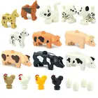 Строительные блоки сделай сам для животных, ферма MOC, свиней, собак, домашних животных, птицы, аксессуары для двора, креативные игрушки сделай сам