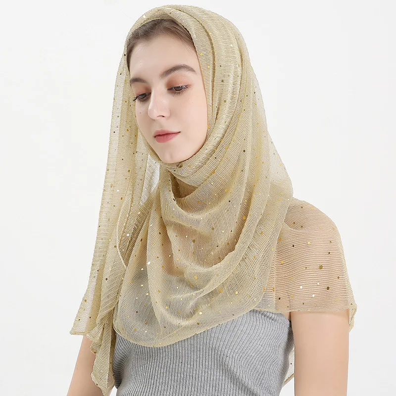 Серебряных Блесток головной платок женский слайд шелковые Арабский