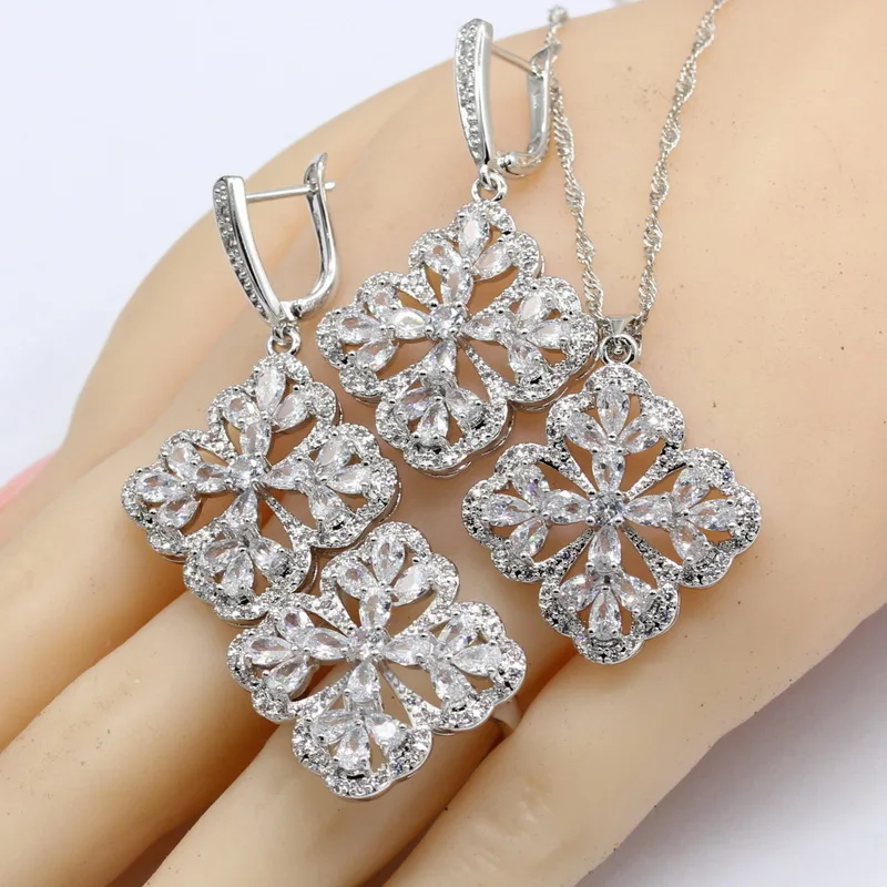 Женские серебряные Ювелирные наборы 2 цвета белый темно-синий серьги кольцо