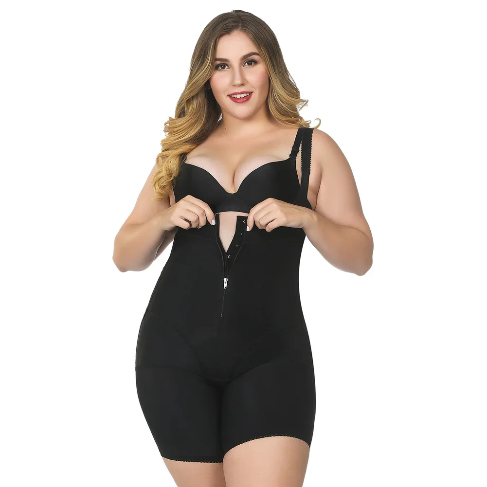 

4XL Shapewear Underwear Bodysui Plus Size Latex Women's Body Shaper Post Liposuction Girdle Clip Zip Bodysuit Waist Reductoras