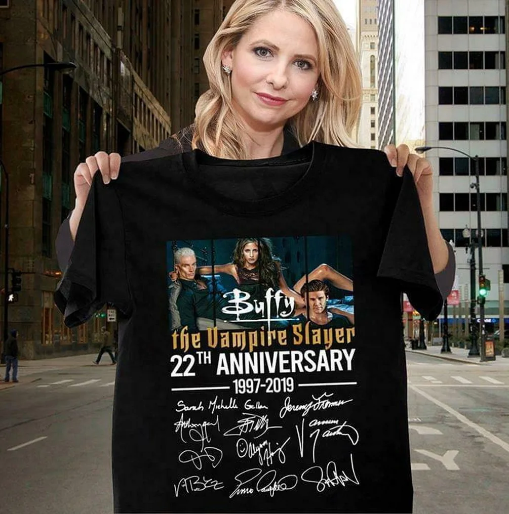 Buffy Охотник на вампиров 22 й юбилей литой подписи черные мужские футболки унисекс