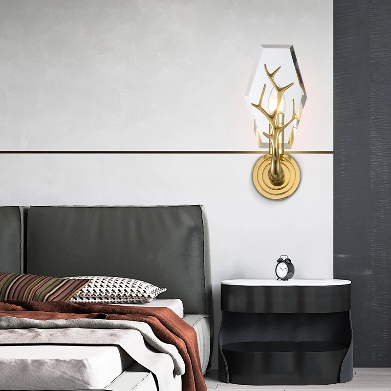 Художественная галерея олень рога Led настенный Бра кристалл светильник для