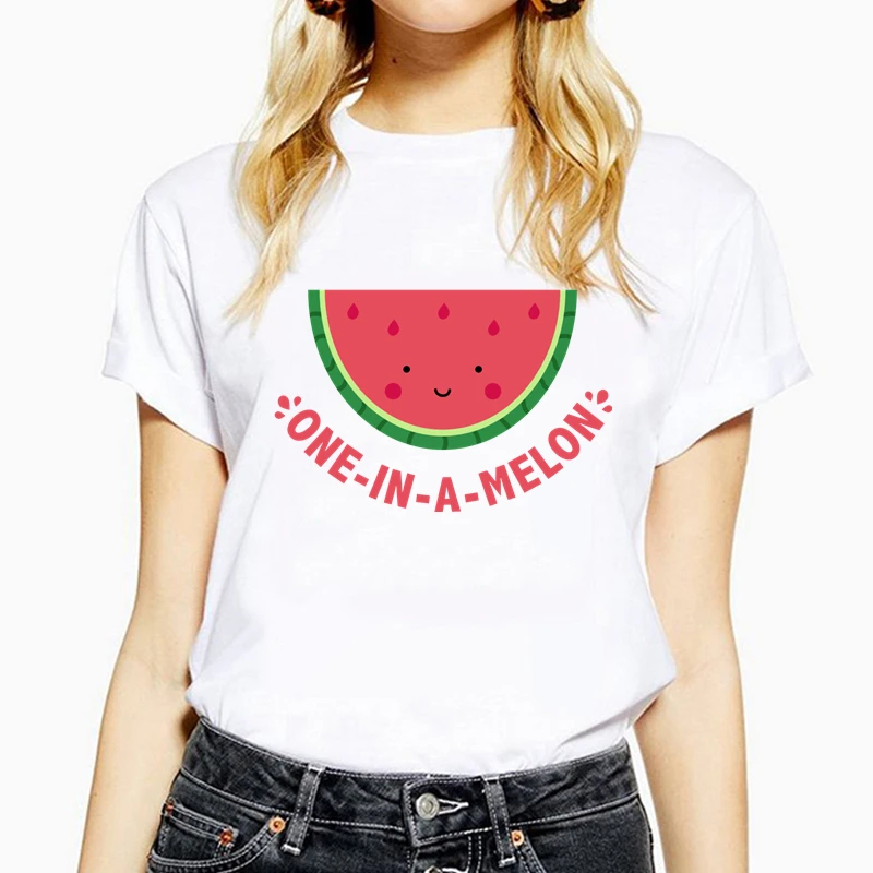

Летняя женская футболка в стиле Харадзюку с коротким рукавом и принтом в виде арбуза