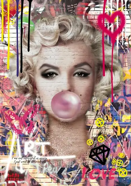 Настенная картина Монро и Хепберн в стиле граффити | AliExpress