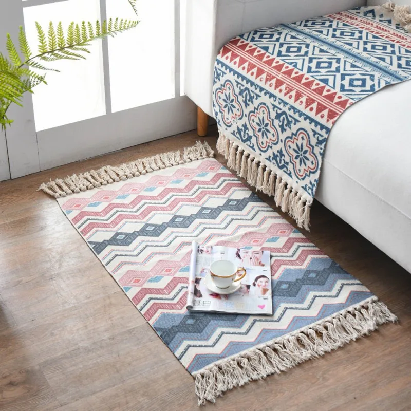 Высококачественный ковер в скандинавском стиле с кисточкой нескользящий