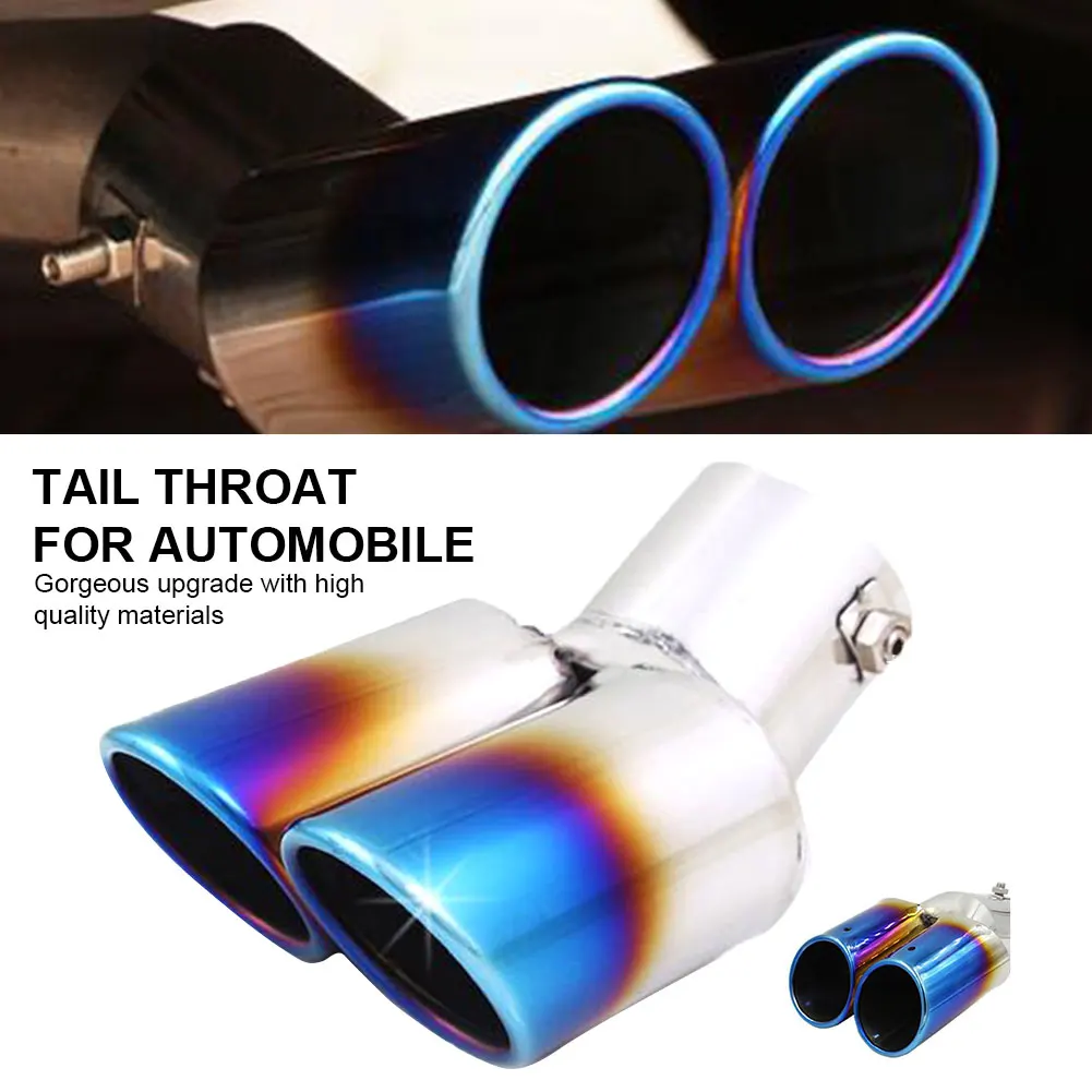 

Car Exhaust Tip Dual Outlet Burnt Blue Slant Stainless Steel Exhaust Muffler Tail Pipe Silencer Tip Auto Parts Exterior Accessor