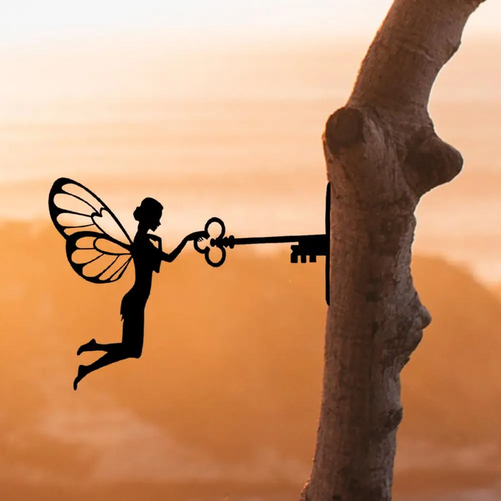 

Metal Fairy Garden Stake Art Silhouette Decoration Exquisite Tree Ornament for Home Courtyard Lawn 2021