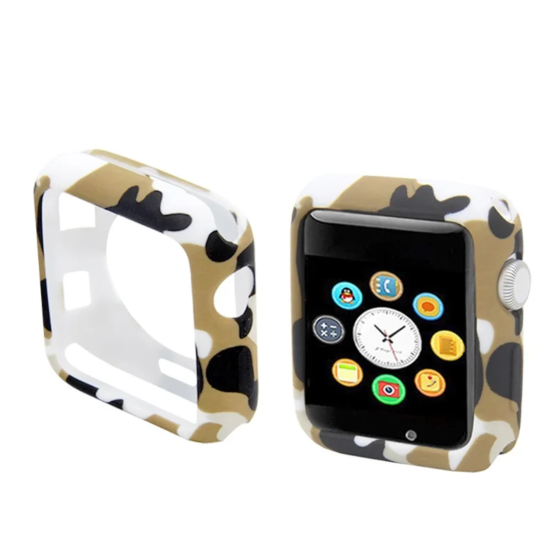 Black orange Камуфляжные часы Чехол для apple watch 3 2 1 чехол из мягкого ТПУ для наручных часов iwatch, 38, 42 мм, версия Бампер Защитный чехол рамка аксессуары для часов - Цвет: Black orange