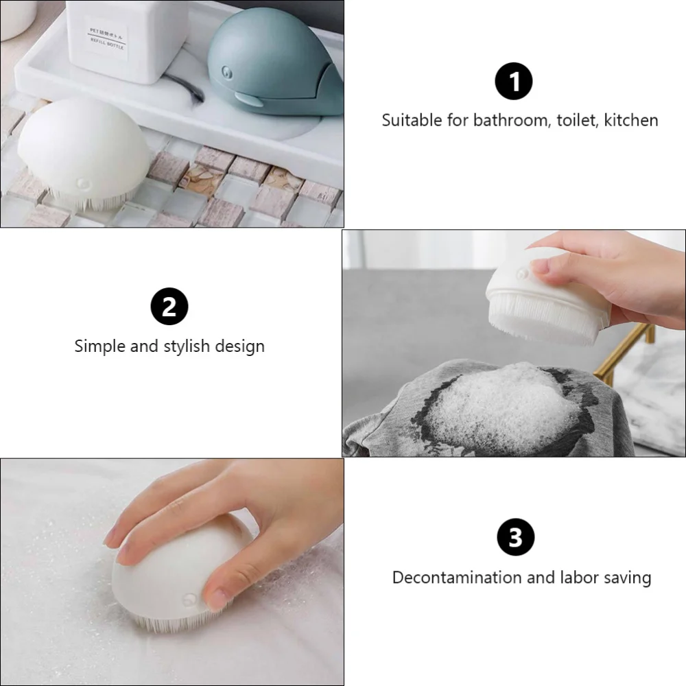 

3pcs Creative Whale Shaped Laundry Brushes Shoes Washing Brushes for Home