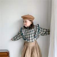 retro pullover children stand up collar clothes spring summer girls blouses shirts kids teenagers outwear breathable high qualit