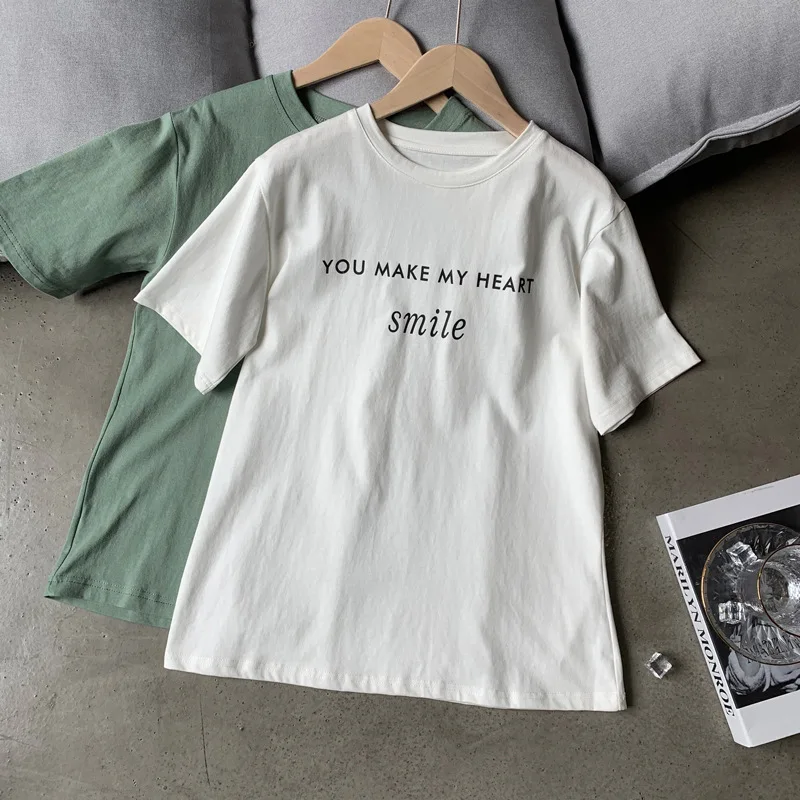 

Sherhure 2020 Short Sleeve Summer O-Neck Letter Print Casual T Shirts Tops For Women Blusa