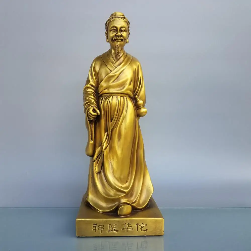 

18"Tibetan Temple Collection Bronze Hua Tuo Statue Genius Rescue wounded Eastern Han Medicine God Originator of surgery