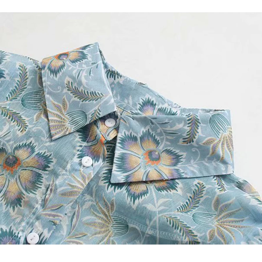 Женское платье с длинным рукавом TEELYNN винтажное синее шифоновое цветочным