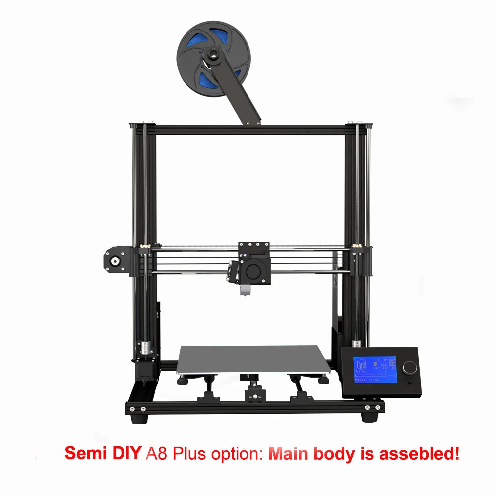 NEW Anet A8 Plus Upgraded High-precision DIY 3D Printer Self-assembly 300*300*350mm Large Print Size Aluminum Alloy Frame - Цвет: Semi DIY add 10M PLA