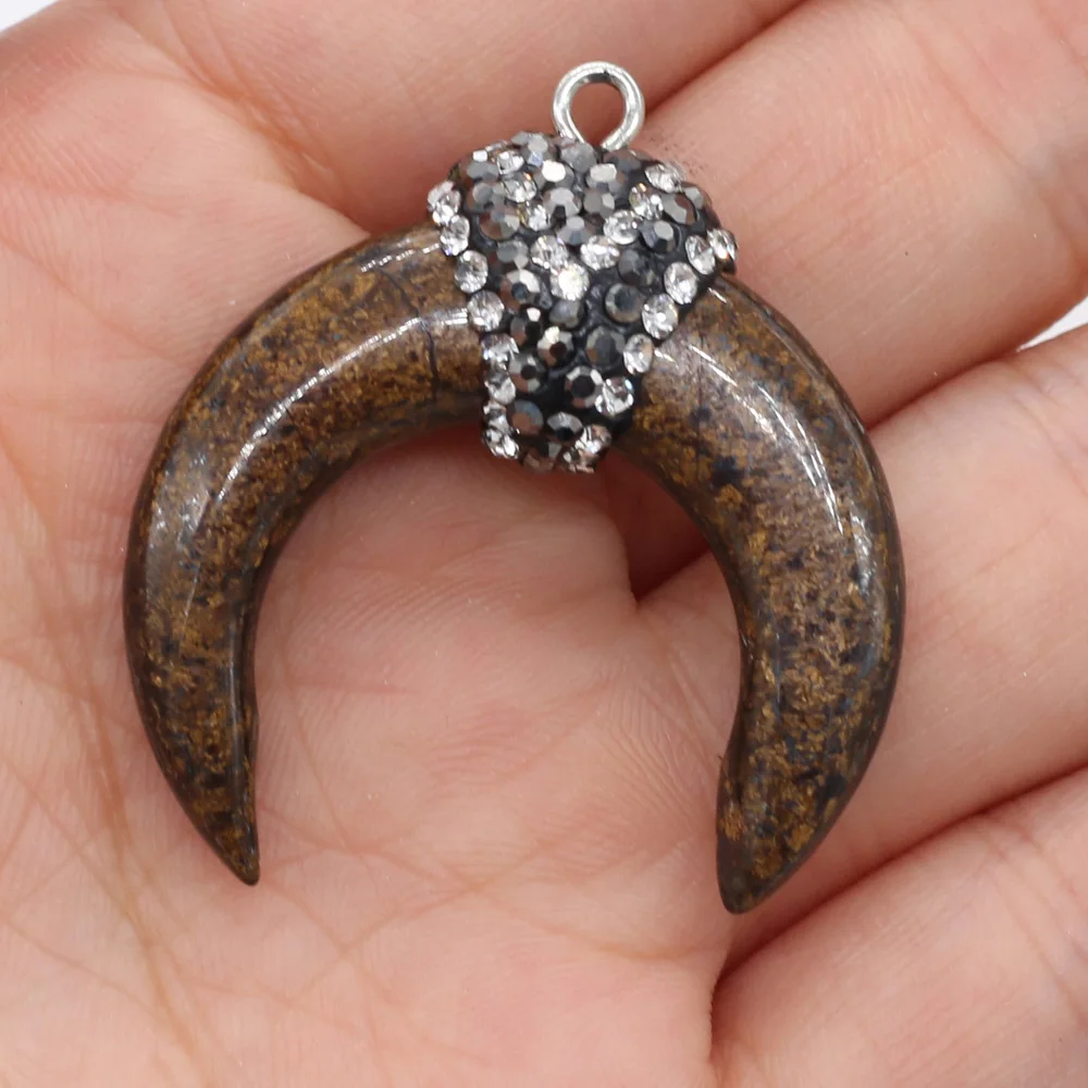 Подвески из натурального агата, 33 х38 мм, в форме Луны