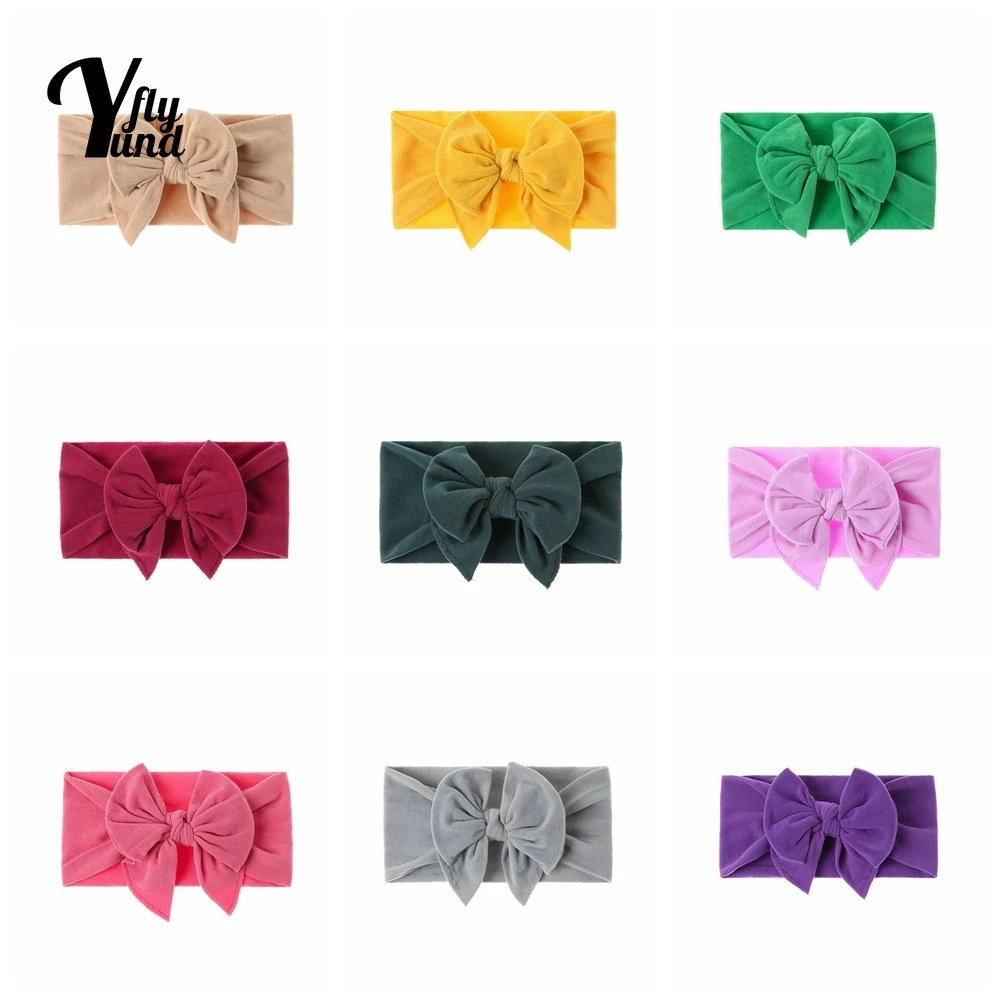 

Yundfly 1 PCS High Quality Nylon Wide Headband Solid Color Handmade Bowknot Infant Hairband Bows Headwear Christmas Decoration