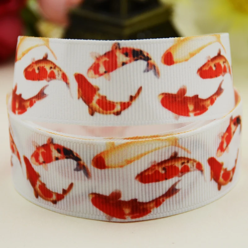 

22 мм 25 мм, 38 мм, 75 мм koi мультфильм печатных Grosgrain ленты вечерние свадебные украшения 10 ярдов X-03232