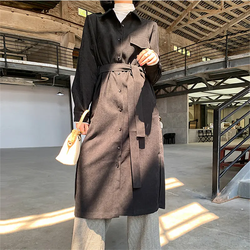 

Hzirip Brief Office Lady Loose High Quality Casual Lace-Up Gentle All-Match Autumn Overcoat Fashion Elegant Windbreaker Trench