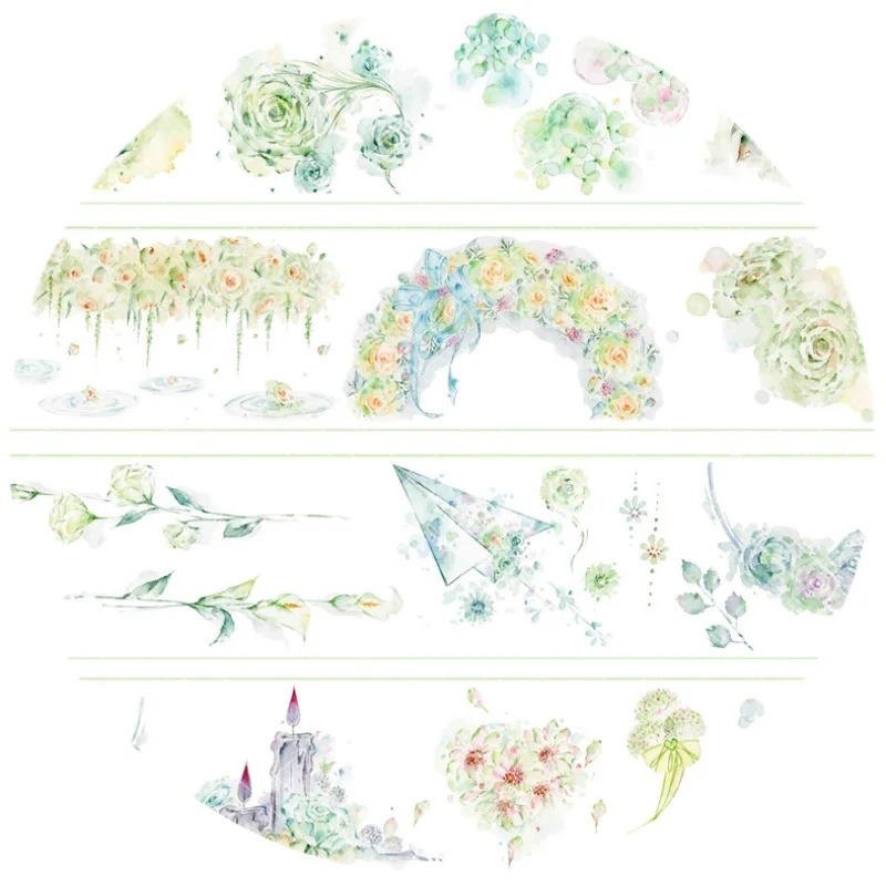 

2 Meter Roll Qingling Song Paper Masking Tape Dream Fresh Petal Planner Journal Collage Decoration