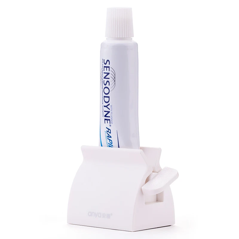 White GUNOT Automatic Toothpaste Dispenser Wall Mounted Stand Home Dust-proof Toothpaste Lazy Dispenser Bathroom Accessories Set - Цвет: White