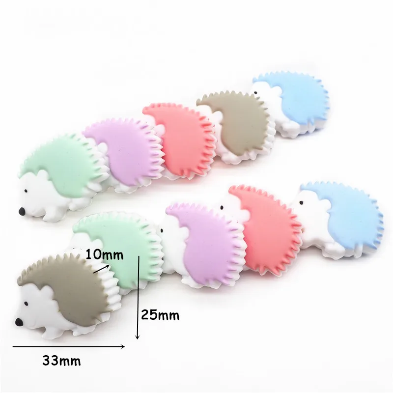 Chenkai 10PCS Hedgehog Silicone Teether Beads DIY Animal Cartoon Baby Chewing Pacifier Dummy Sensory Jewelry Toy Making | Мать и ребенок