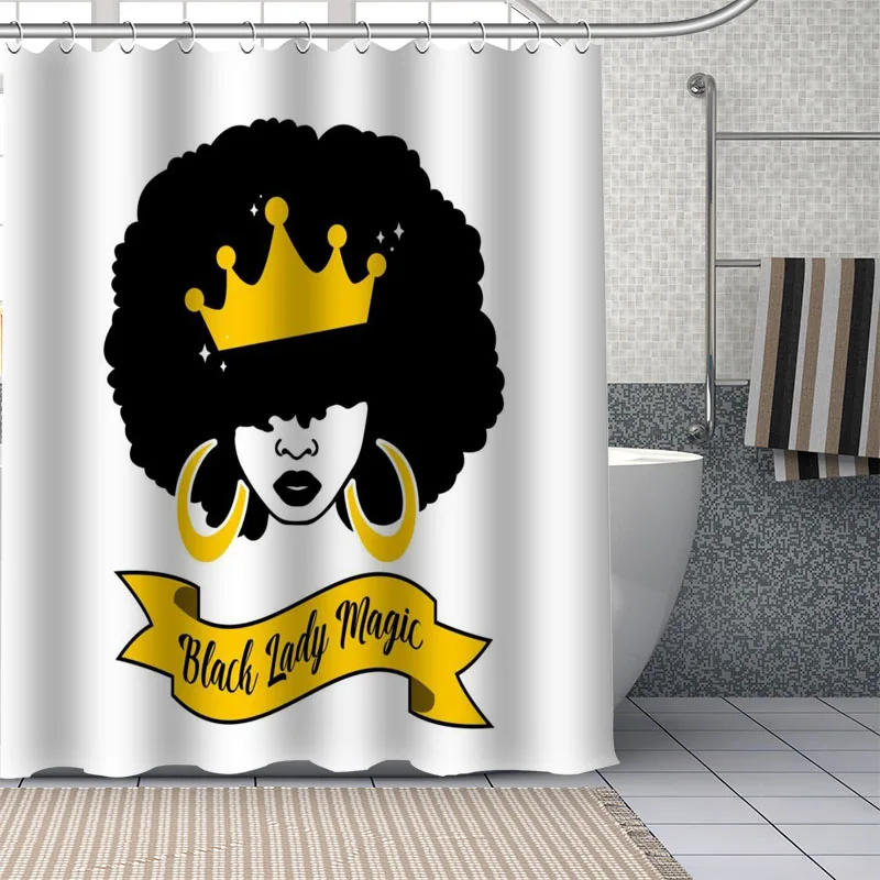 

Африканские американские женские шторы для душа с короной, водонепроницаемые тканевые декоративные шторы для ванной, моющиеся занавески для ванной комнаты