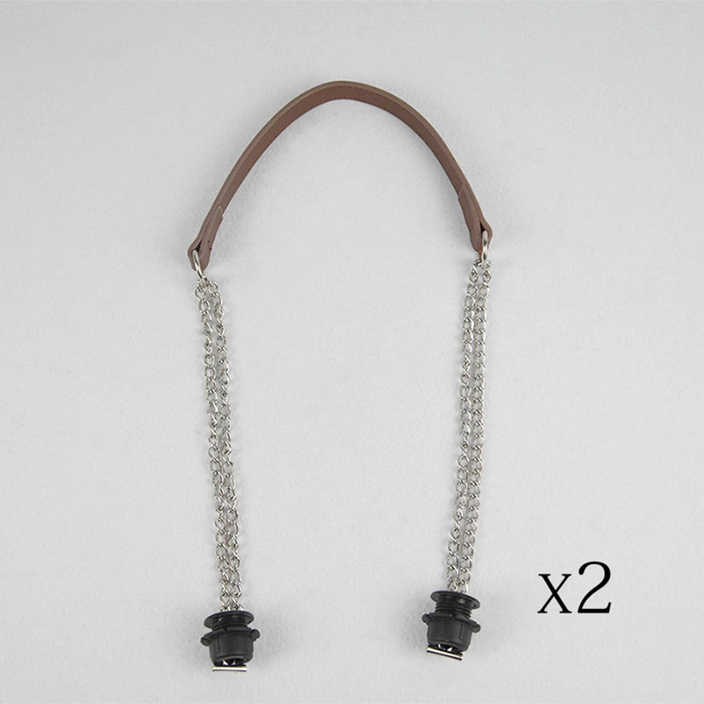 

Shoulder Bag Accessories Pu And Metal Silver Chain Bag Accessories Pu Handle Double Metal Chain 1 Pair Bag Handle