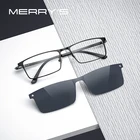Мужские квадратные очки 2 в 1 MERRYS , дизайнерские магнитные поляризационные очки с клипсой, модель S2304