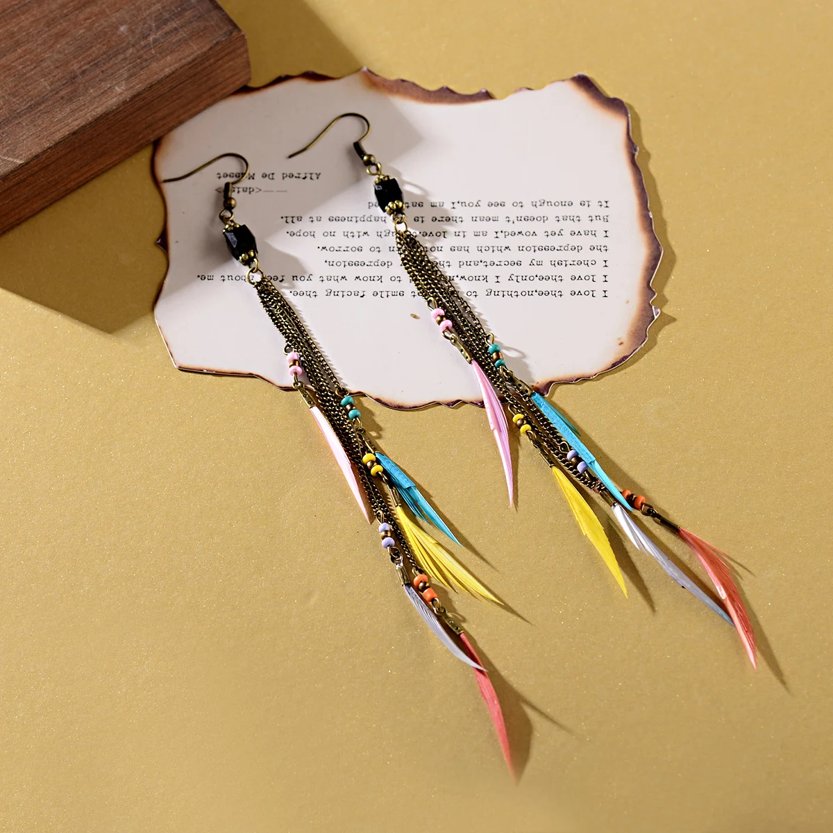 

Bohemian Earrings Long Feather Tassel Ethnic Drop Earring Elegant Jewellery Women's Accessories Aesthetic Vintage Travel Holiday