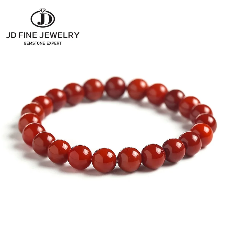 Браслет из натурального красного агата JD бусины 8 мм браслеты Южно-красного для