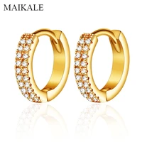 maikale high quality cubic zirconia hoop earrings for women gold silver color small round circle earring fashion jewelry gifts