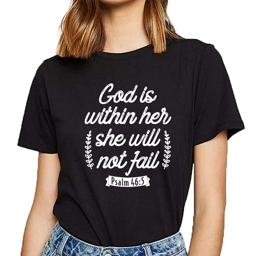 

Женская футболка с надписью «god is in her»