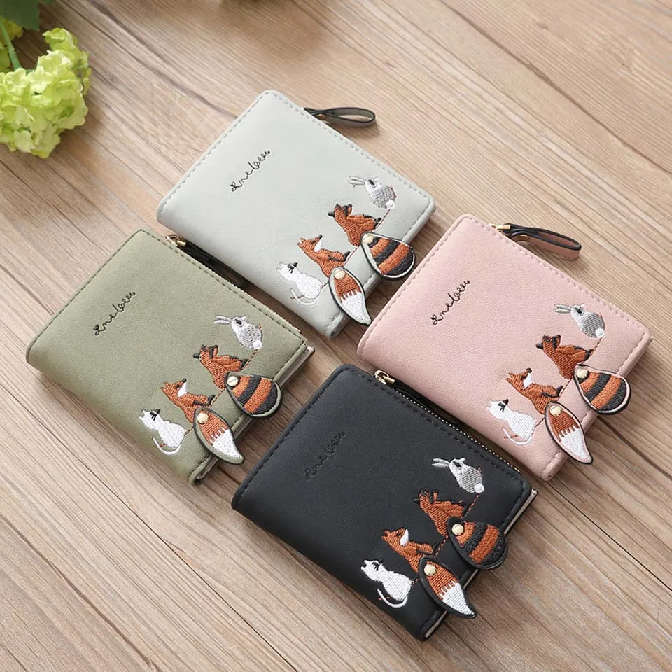 Vintage Wallets Cartoon Animal Fox Candy Colored Girls Coin Bags Women Key Wallets Children Cute Cartoon Mini Coin Purse