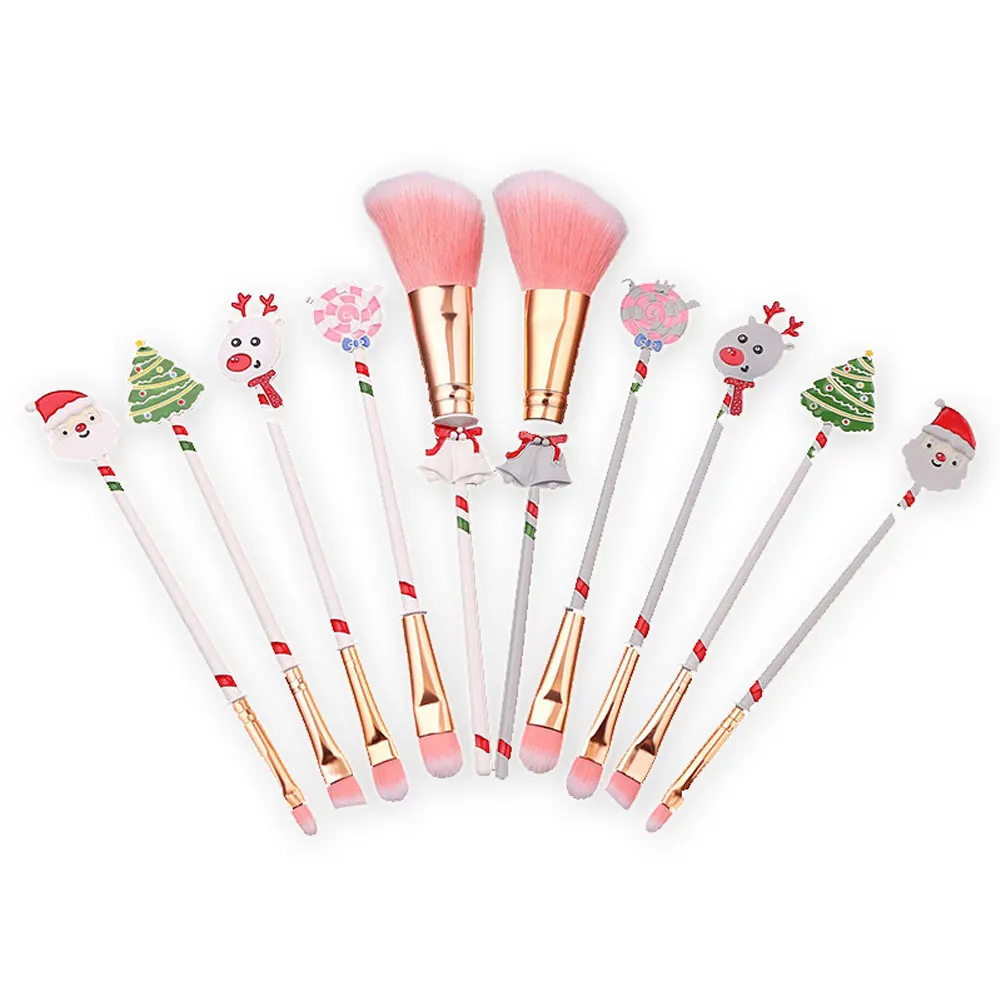 

Рождественские кисти для макияжа, рождественские косметические кисти, набор расчесок для основы, пудра, румяна, консилеры, комплект теней д...