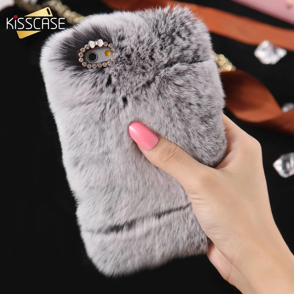 KISSCASE настоящий чехол из кроличьего меха для iPhone 6S 6 8 7 Plus 5s SE Роскошный милый с