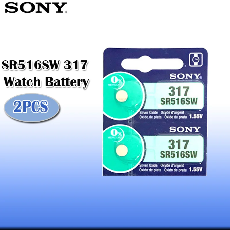 2 шт./лот sony 317 SR516SW SR516 1,55 V оксида серебра часы Батарея 317 SR516SW SR516 Сделано в Японии